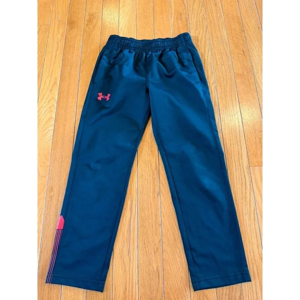 2 Pairs of Under Armour Boys Sz 7 Black Logo Straight Leg Pants